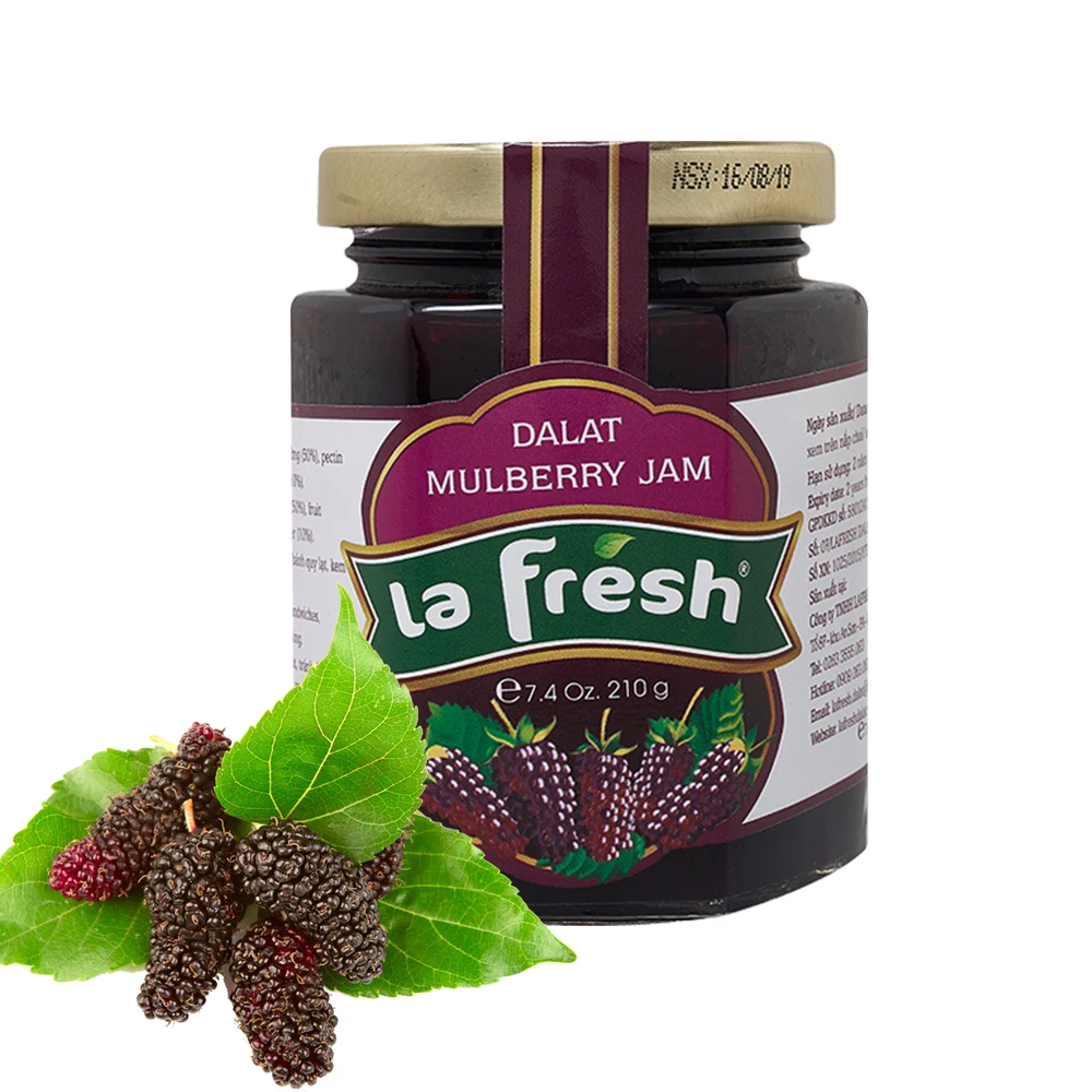 Concentrate Fruit Jam Fruit Mulberry Jam in Size 210g Glass Jar Packaging Exported From Vietnam