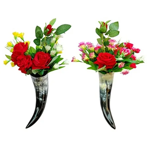 unique concept of home decor made with buffalo horn flower vases in multicolor finished for home decor flower vase