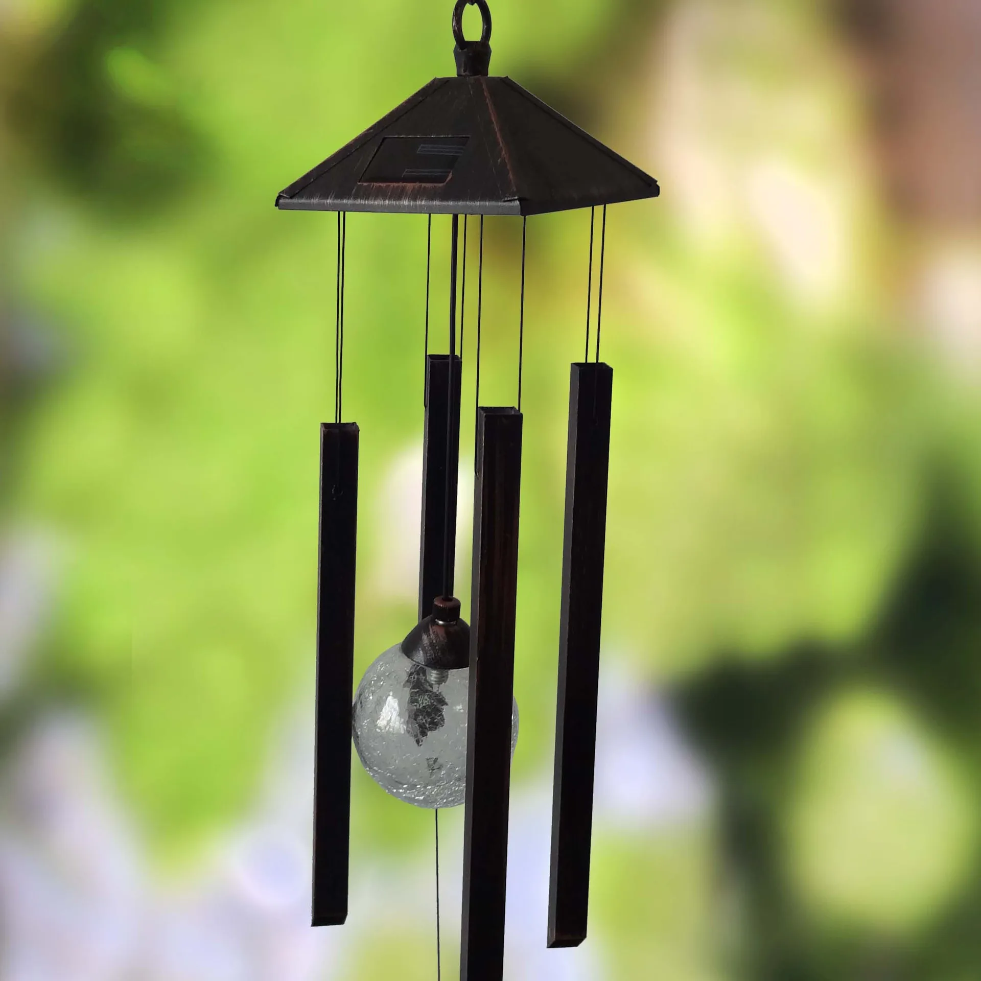 Outdoor Garden Window decoration wind chime Solar powered Changing colors wind chime with metal tube