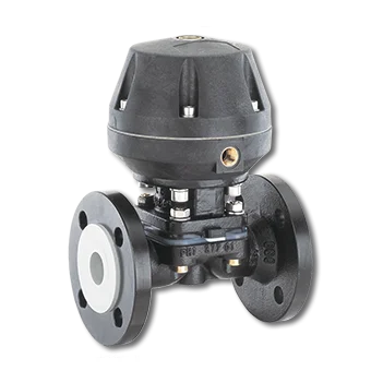 The 2/2-way diaphragm valve has a low maintenance membrane actuator made of metal or plastic and is pneumatically operated.