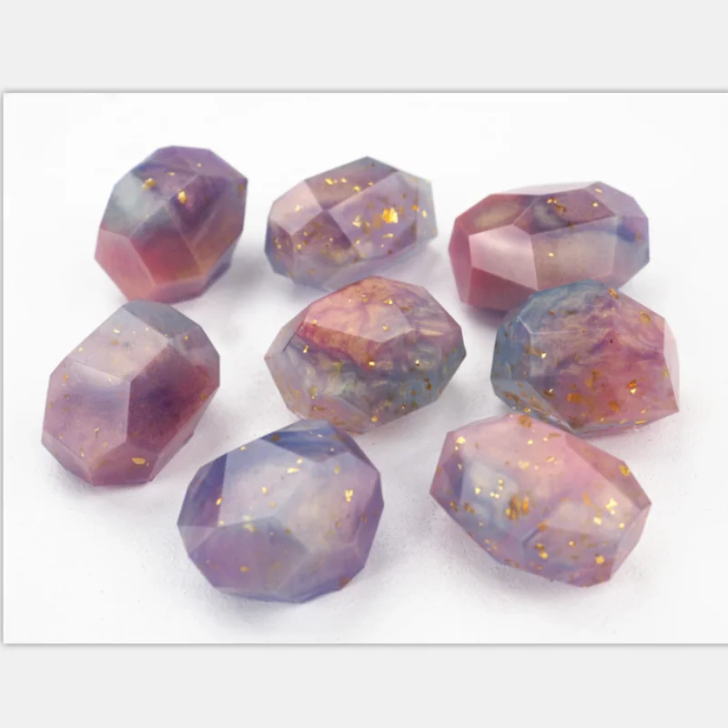 
2 DIY Resin Epoxy For Handmake Colorful Irregular 40mm Geometric Facet Gemstone Crystal Crushed Stone Ore Mirror Silicone Mold 
