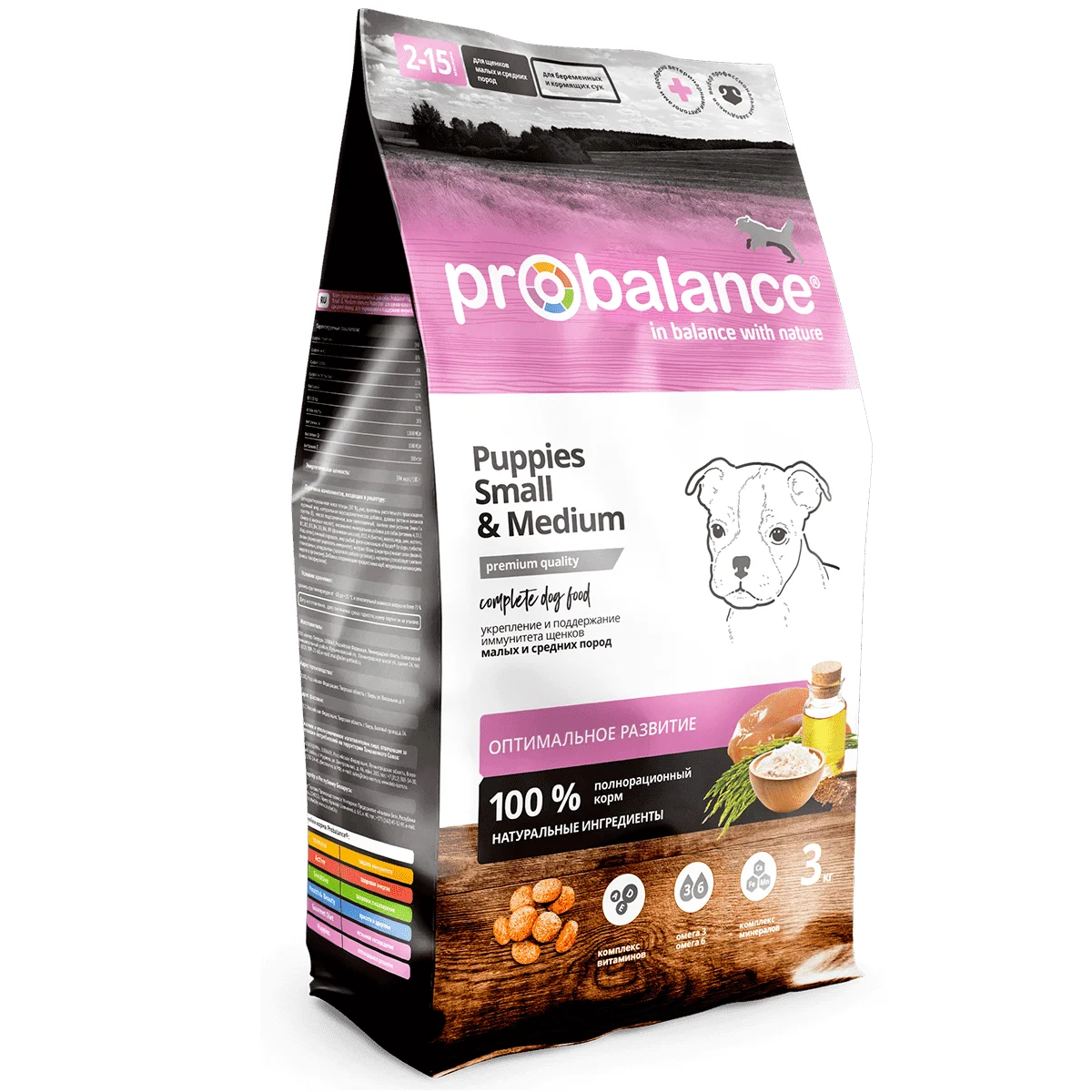 
Probalance Puppies Small & Medium 3 kg, Dry dog food for puppies of small and medium breeds 