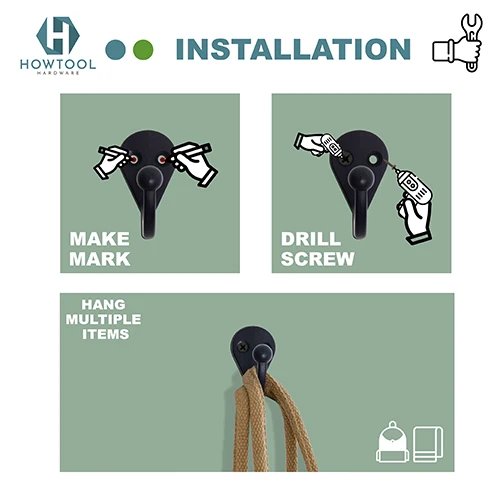 Wall Mounted Ball End Robe Coat& Hat Hook