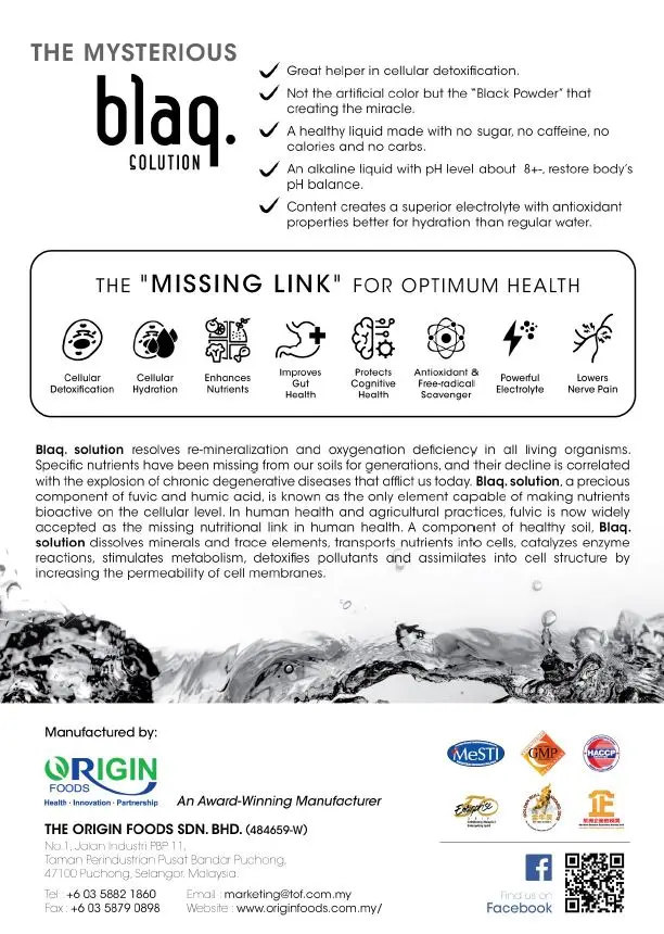 Immune booster Blaq Bio Drink Beverage Premium High Quality OEM Health Supplement private label manufacturer supplier Malaysia