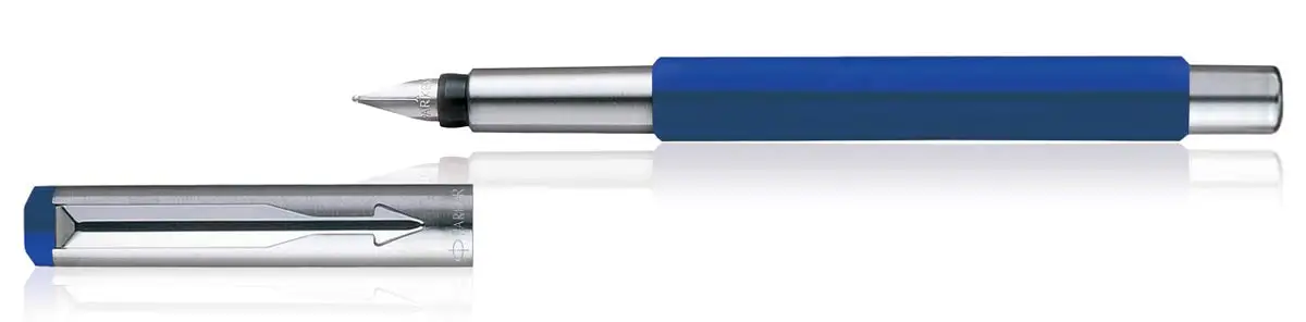 Fountain pens parker vector metallix chrome trim premium parker fountain pens custom logo promotional pens free blue ink bottle