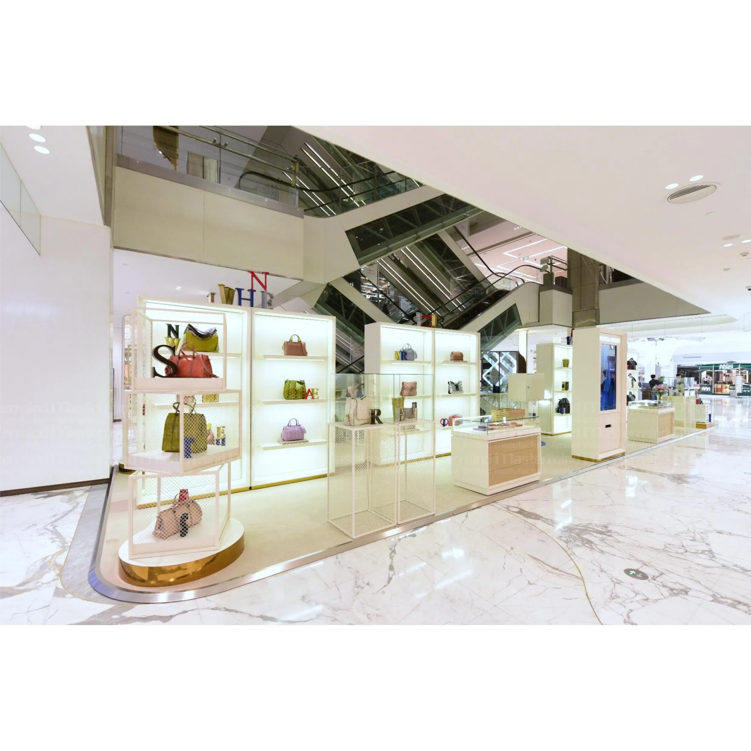 Fashionable Metal Display Racks Stand Case Box Supermarket Shelves for Fashion Shoes Bag Retail Store Event Decor