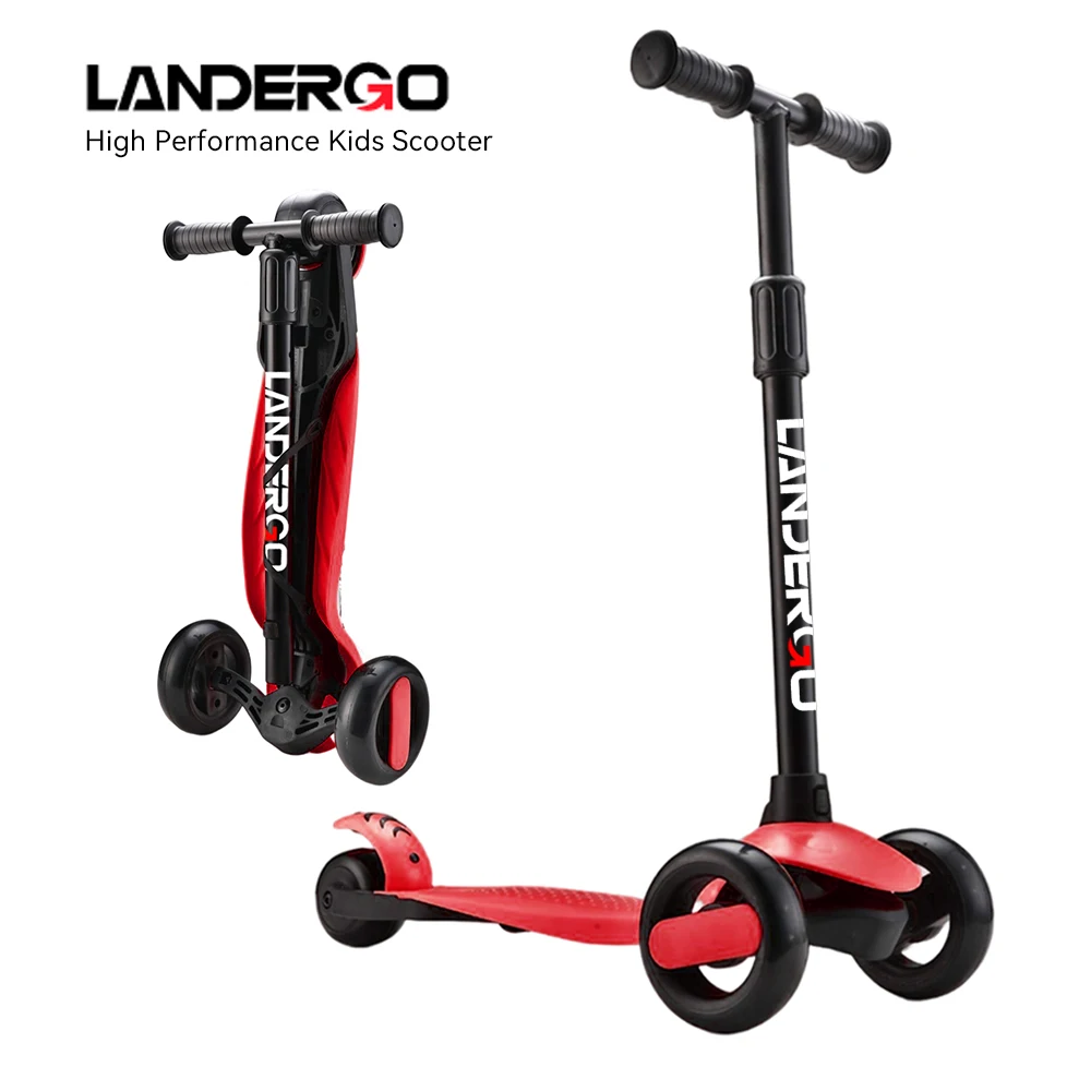 Landergo Hot Sale 3 Wheels With Led Light Children Kick Scooter Foot Kick Scooter Baby Kids Scooter