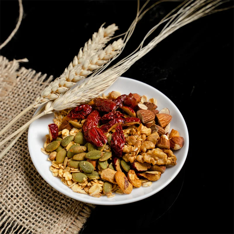 Box Packaging Sugar-Free Baked Oat Walnut Granola for Adult with Vani and Honey Flavor