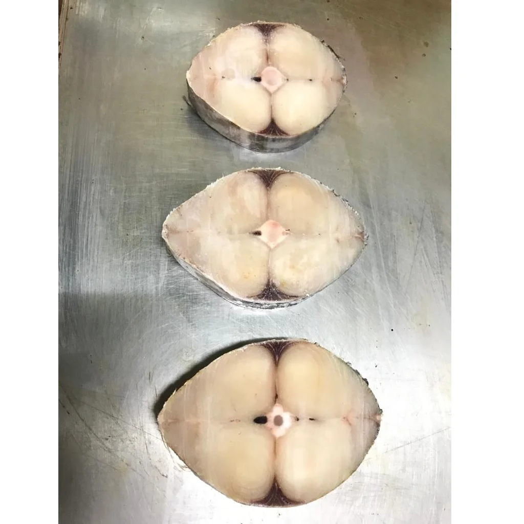 2022 Scomberomorus Guttatus Fish (120-150 gm/pc) Bulk Packing 10 kg/ctn Frozen Spanish Mackerel Steak Cut