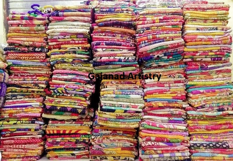 Wholesale Lot Of Indian Vintage Kantha Quilt Handmade Throw Reversible Blanket Bedspread Cotton Fabric BOHEMIAN quilt
