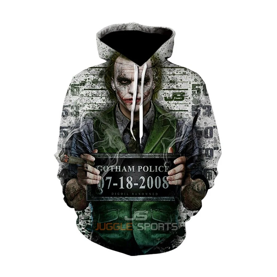
3D Hoodies Printed Clown Joker Face Pattern sublimation Comfortable Fleece sweatshirts Hoodies Funny Hoody 