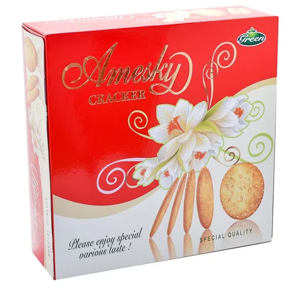 Vietnam Manufacturer Amesky Coconut Sesame Cracker Biscuit 300g box with paper handle bag of high quality