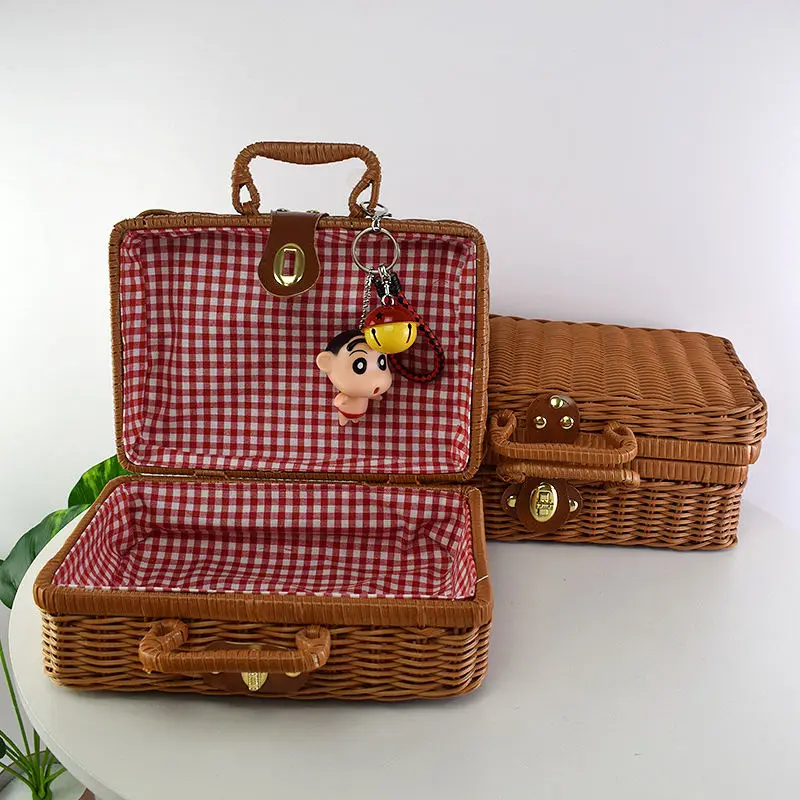 Плетеный чемодан из ротанга для детской комнаты домашний декор Свадебная подарочная коробка Соломенная Сумка