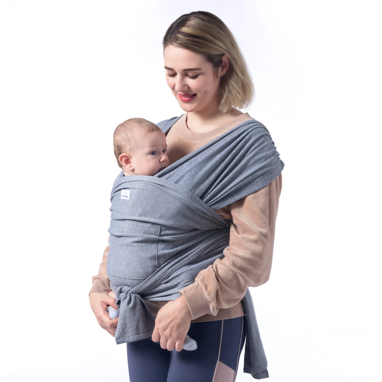 Momcozy adjustable cotton ergonomic wrap ring sling baby carrier