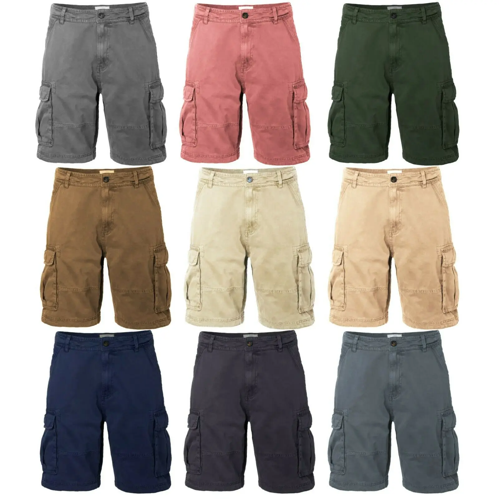 Шорты-карго мужские до колен хлопковые рабочие штаны с карманами на лето