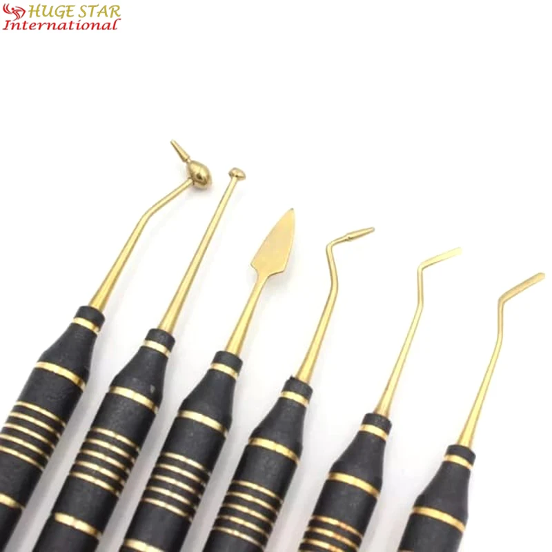 Низкая цена стоматологические композитные инструменты для наполнения ручные нержавеющая сталь черный титан и позолота