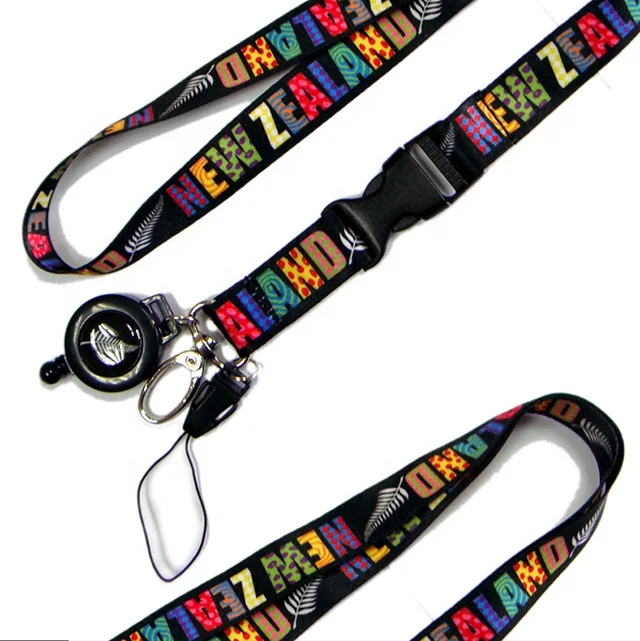 Customized sublimation  printing polyester lanyard with badge reeler for ID card holder