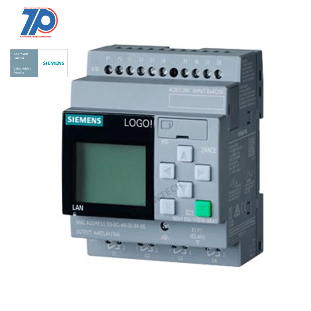 6ED1052-1HB08-0BA1 Siemens LOGO PLC SIMATIC 24RCE, логический модуль, дисплей PS/I/O: 24 В AC/DC 24 В/реле, 8 DI/4 DQ