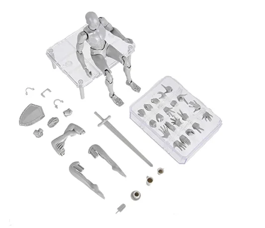 PVC Promotional Moveable Realistic Differeye Action Figures Drawing Mannequin Movable Gestures Joints Body Kun Chan Model