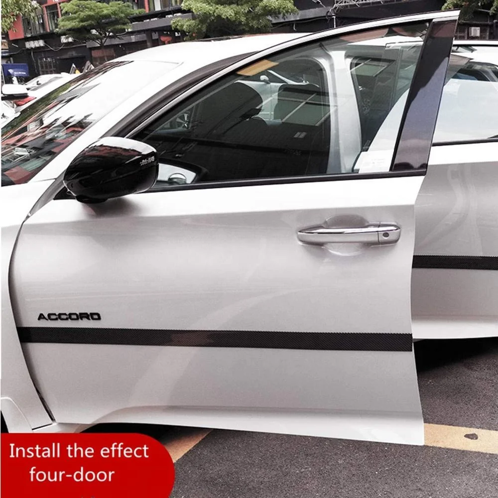 Door Entry Guards Scratch Cover Protector Paint Threshold Guard, Carbon Fiber Rubber Car Bumper Door Guard
