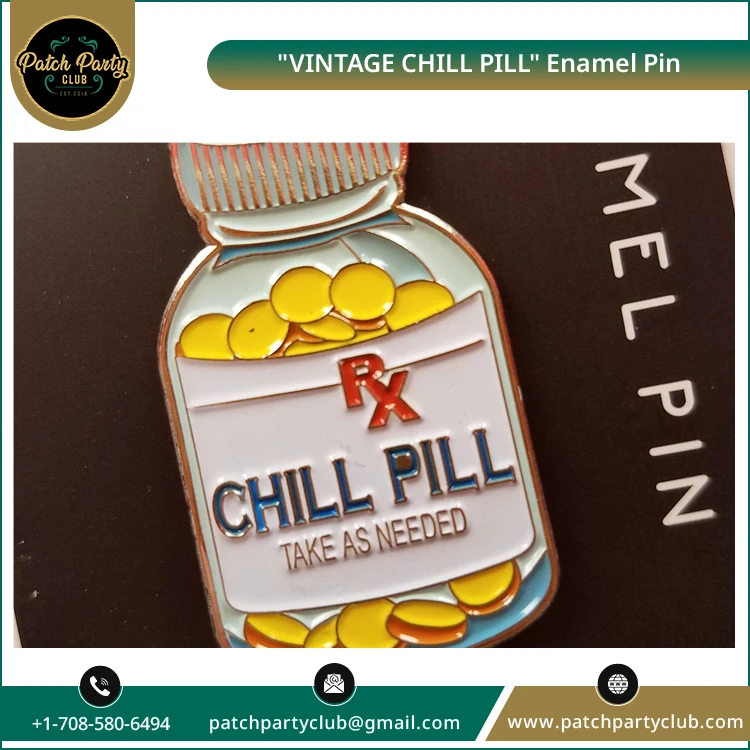 Превосходное качество эмалированная булавка «винтажная таблетка для охлаждения» 1 5 дюйма эксклюзивный дизайн подарки с сознанием общественности