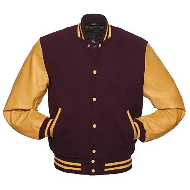 
baseball Varsity jacket for men custom logos with wool and leather sleeves / American Style wholesale schoolboy jackets 