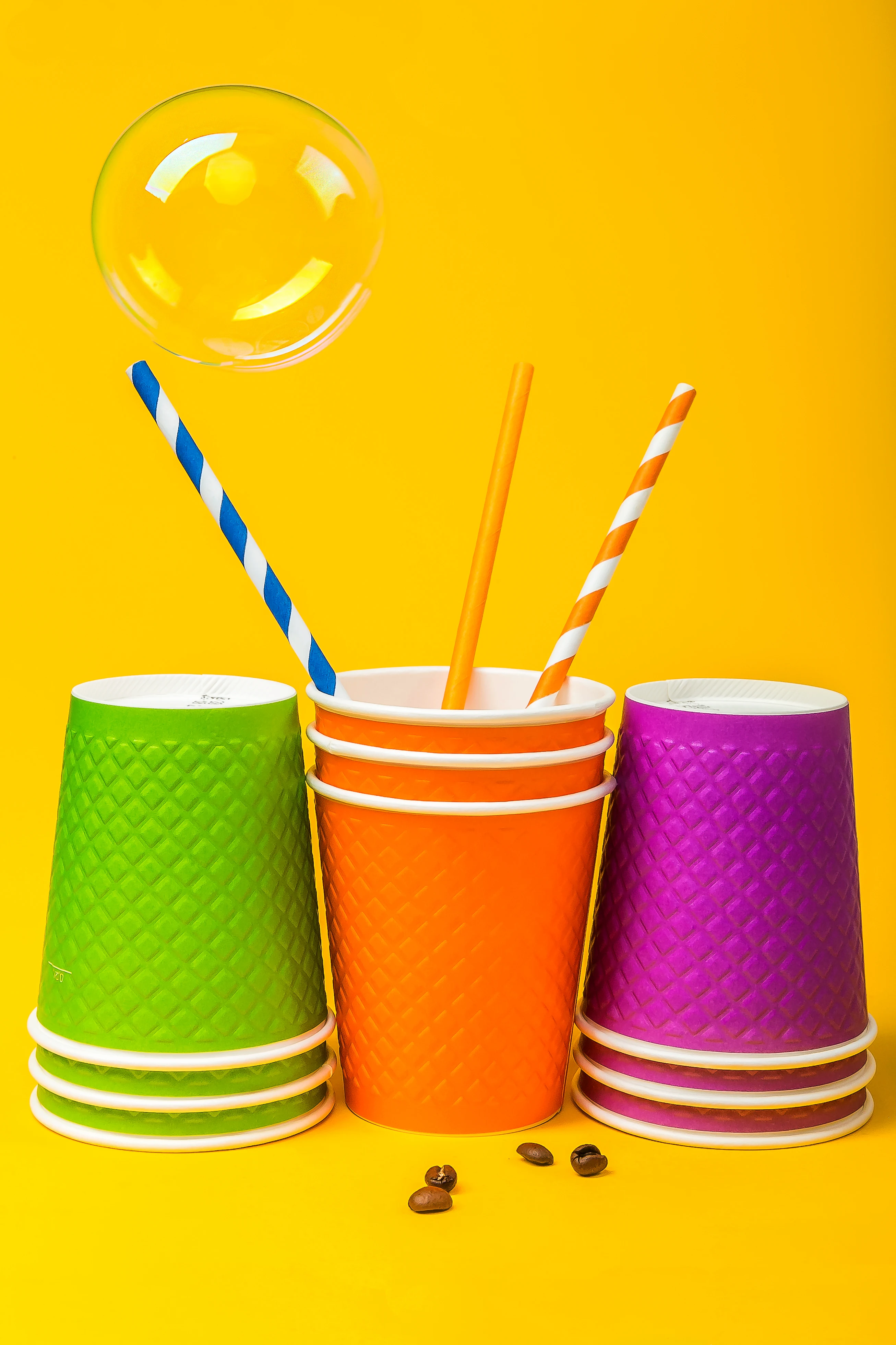 
Disposable Double Wall & Ripple Insulation Paper Cup Waffle Color Mix 250 ml / 8 Oz Coffee Paper Cup Made Of Craft Cardboard 