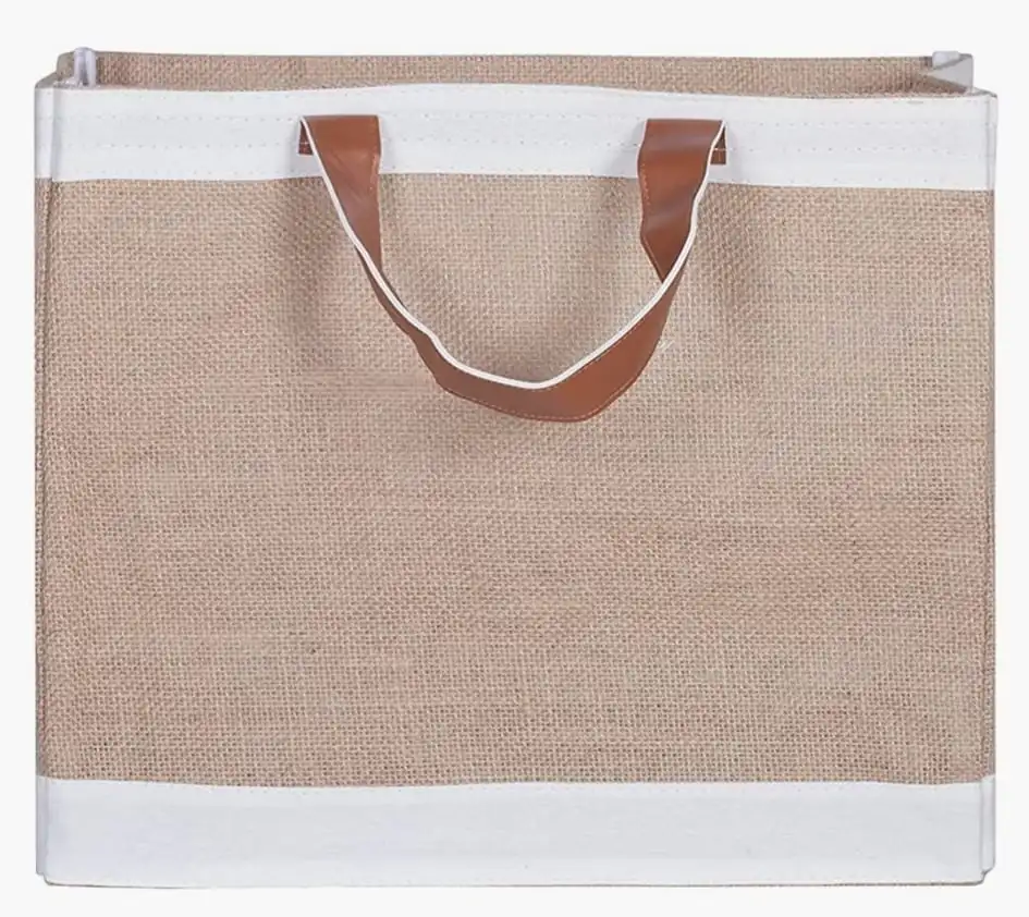 eco friendly womens girls jute burlap hessian tote top load bag natural materials hand crafted beg