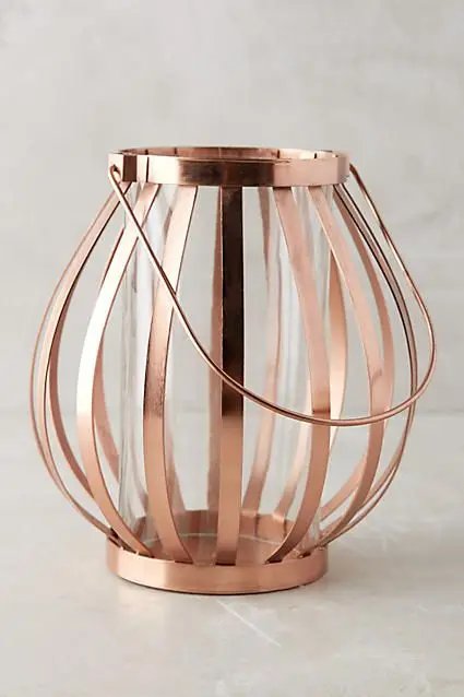 Lanterns Hanging Table Centerpiece With Handle  Finishing Shiny Gold and Rose gold Plating With  Glass  Handicraft From India