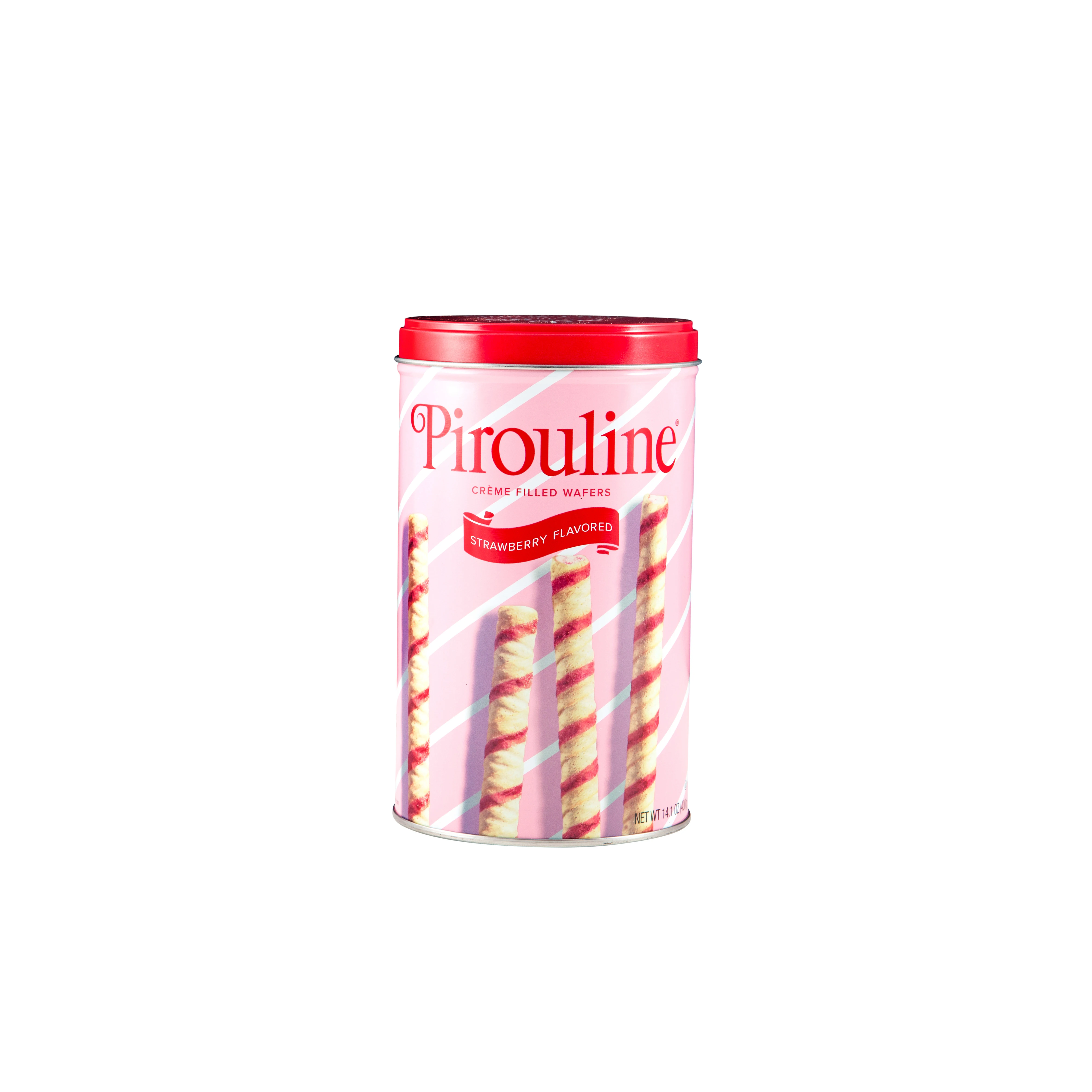 Хит продаж, тонкие вафельные рулоны Pirouline, закуска Mayasi, хрустящие крепы, клубничный молочный вкус, жестяная банка 14 унций