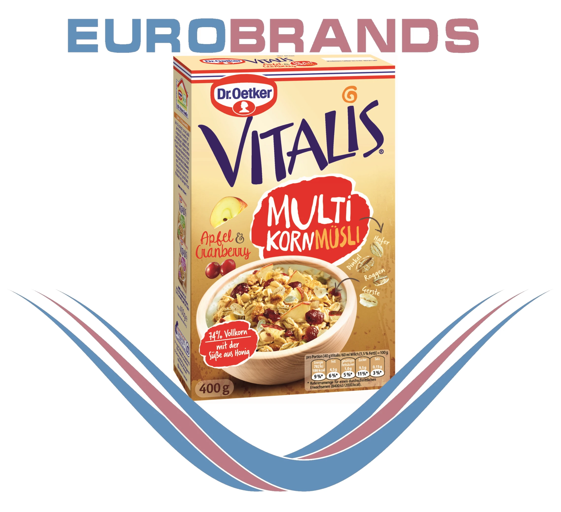 Dr.Oetker Vitalis - Multikornmusli Apfel & Cranberry 400g