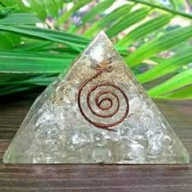 Beautiful Spiritual Healing Clear Quartz Orgone Pyramid with Chakra and EMF Protection for Love-Themed Meditation Wholesaler