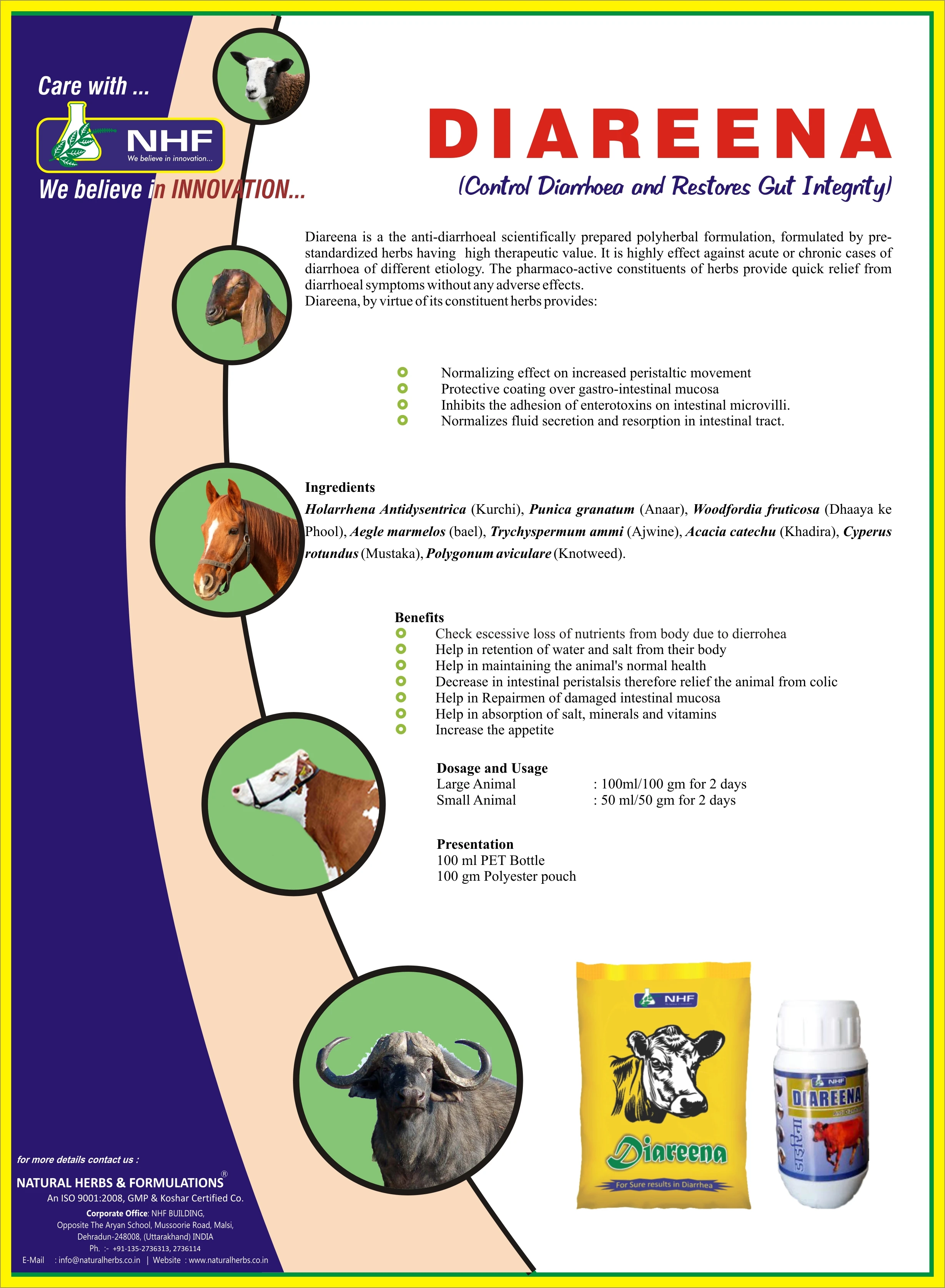 Excess loss of nutrients due to diarrhea in Cattle animals