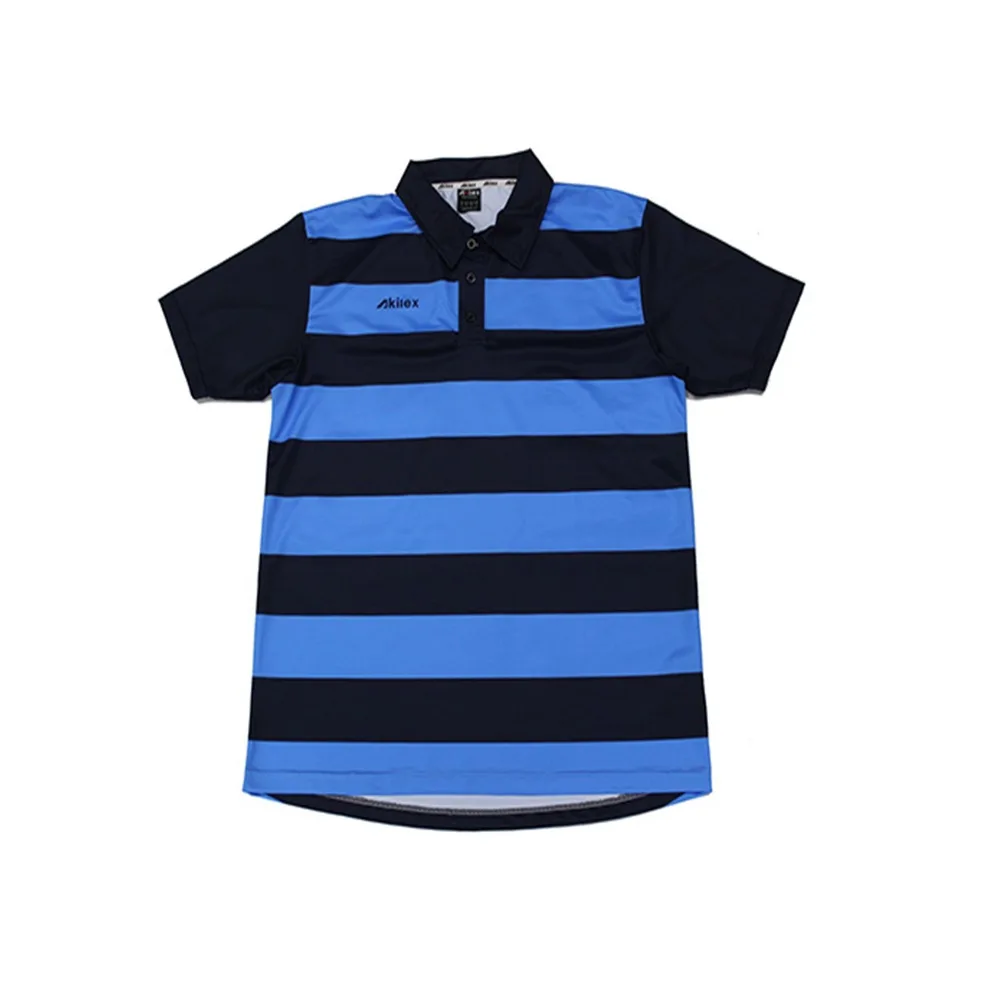  Футболка-поло мужская в полоску с коротким рукавом