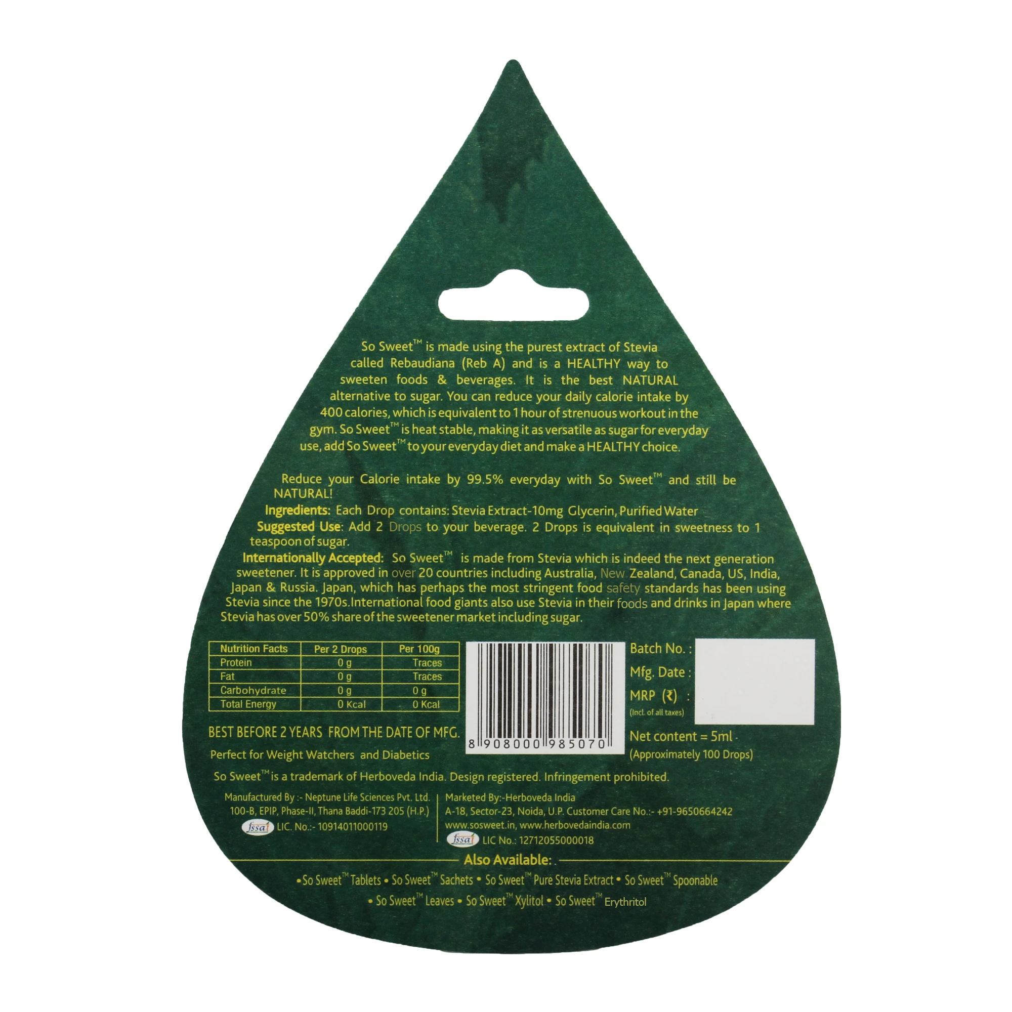 Stevia Zero Calorie liquid Sweetener /artificial Sweetener /stevia Manufacturer