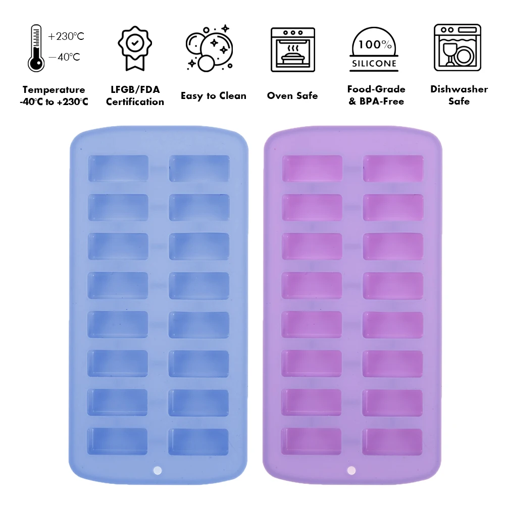 [Holar] Taiwan Made 16-Cavity Small Rectangle Silicone Molds for Chocolate Candy Bar