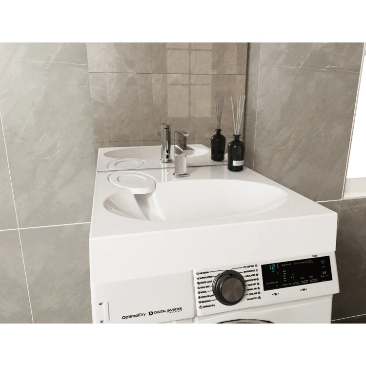 Quality bathroom sink installed over washing machine, cast marble basin Paola Liguria 500 / Paola Liguria 600