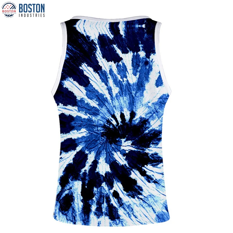 Summer Mens Beach Tie-Dye Gym Vest Tops Custom Running Wrestling Singlets