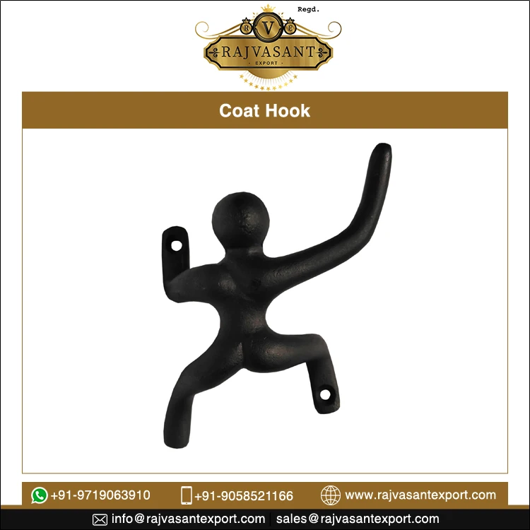 Strong Material Wall Door Hanger Hook Pattern Cast Iron Vintage Design Climbing Man Coat Hook Hooks & Rails Metal Modern Support