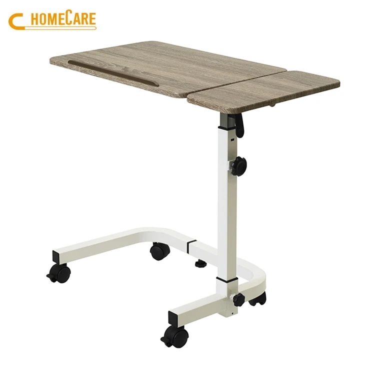 Customized Wholesale Commercial Hospital Dining Table Adjustable Overbed Food with Wheels for Elderly