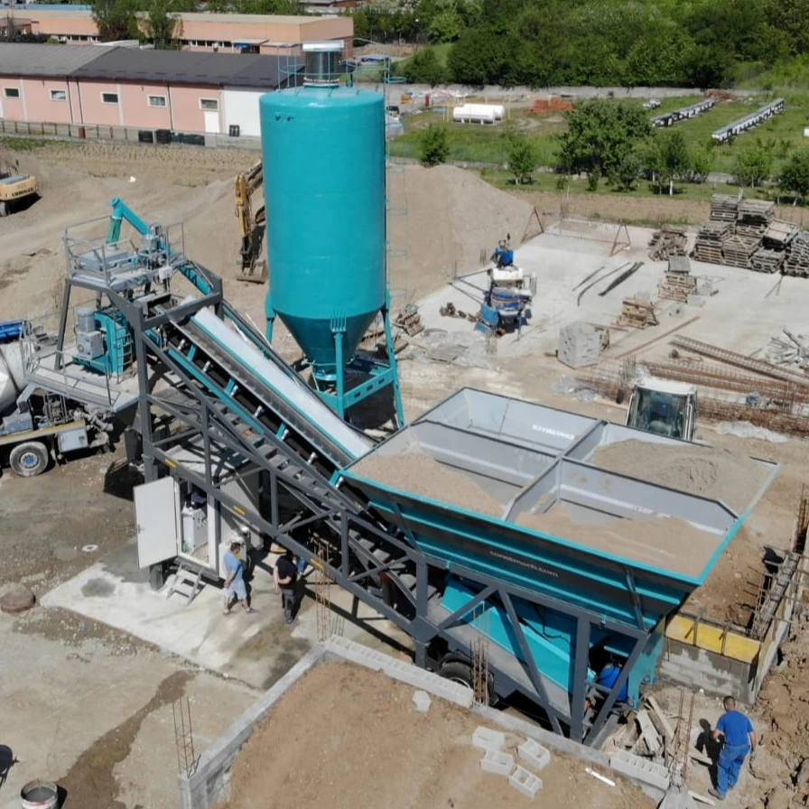 30 m3/h PORTABLE CONCRETE MIXING PLANT, REAL MOBILE, 2 YEARS WARRANTY