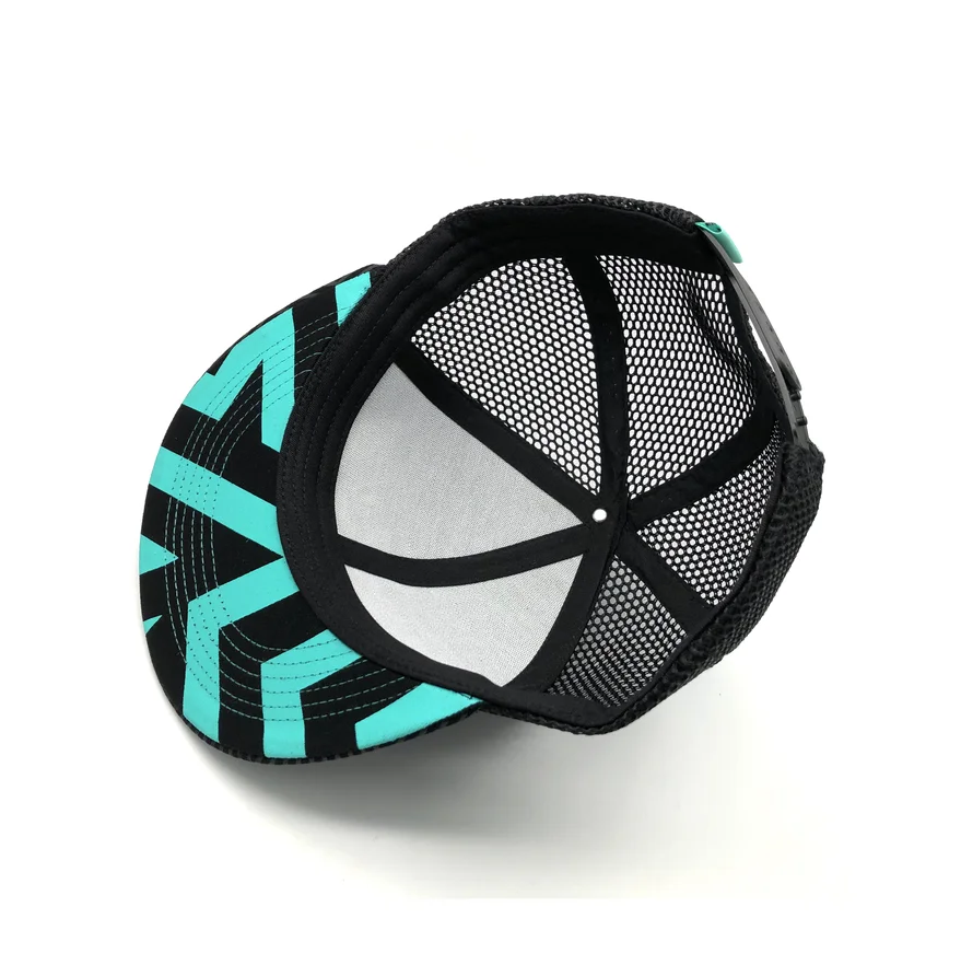 custom print logo under the bill large hole mesh trucker hat snapback