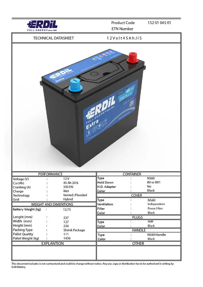 
12 V 45 Ah Car Battery for all type of Korean, Japanese and Asian vehicles 