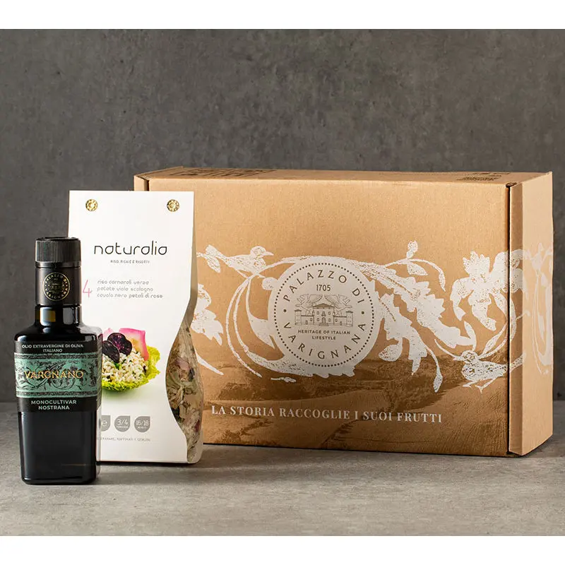 Best Quality mixed Food Gift Box Flowery Risotto and Extravergin Olive oil Bottle Ready to Ship