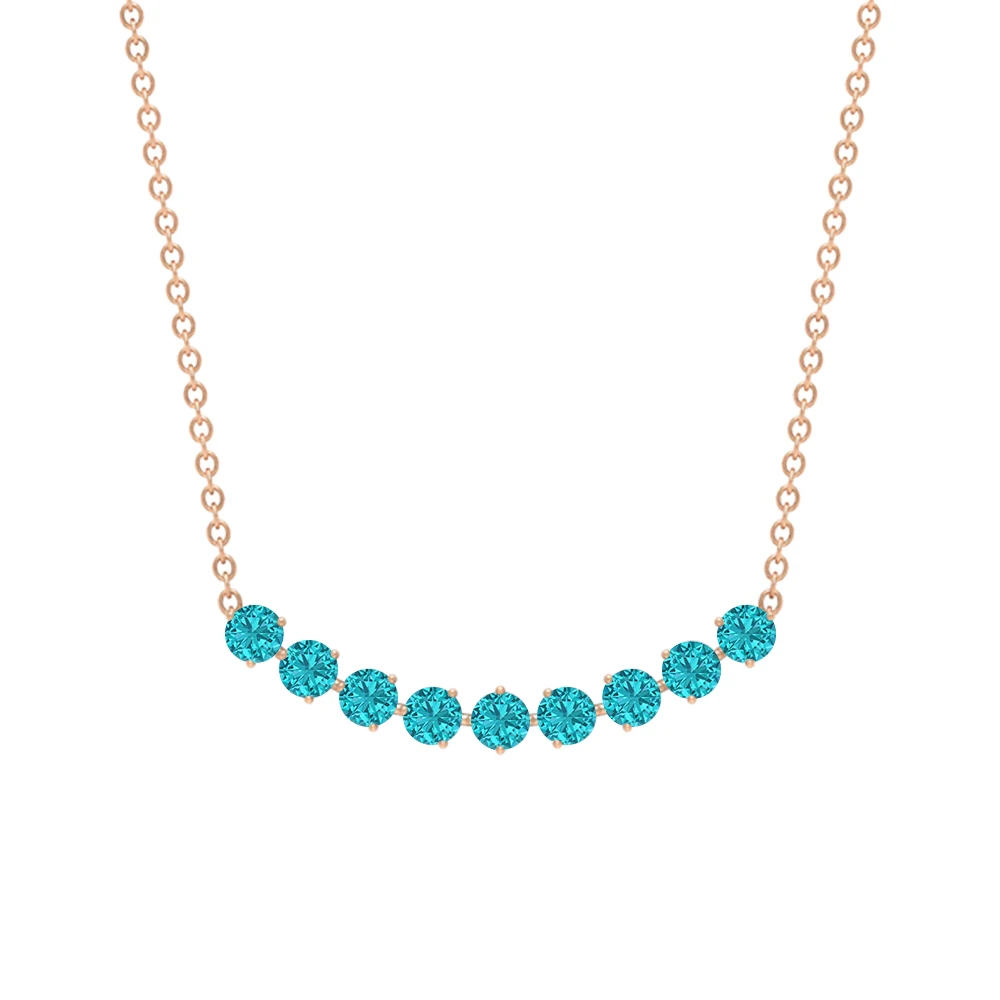  Ожерелье с изогнутым стержнем 3/4 карат зеленая подвеска круглым кулоном Paraiba для лаборатории