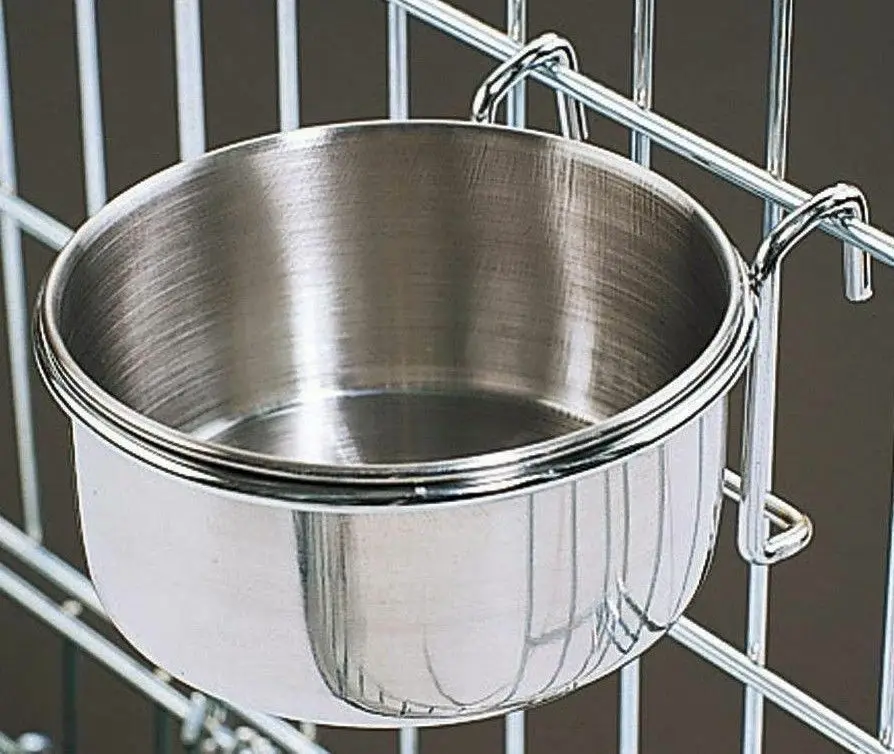  High Stainless Steel Pure Silver Bird And Pet Coop Cups