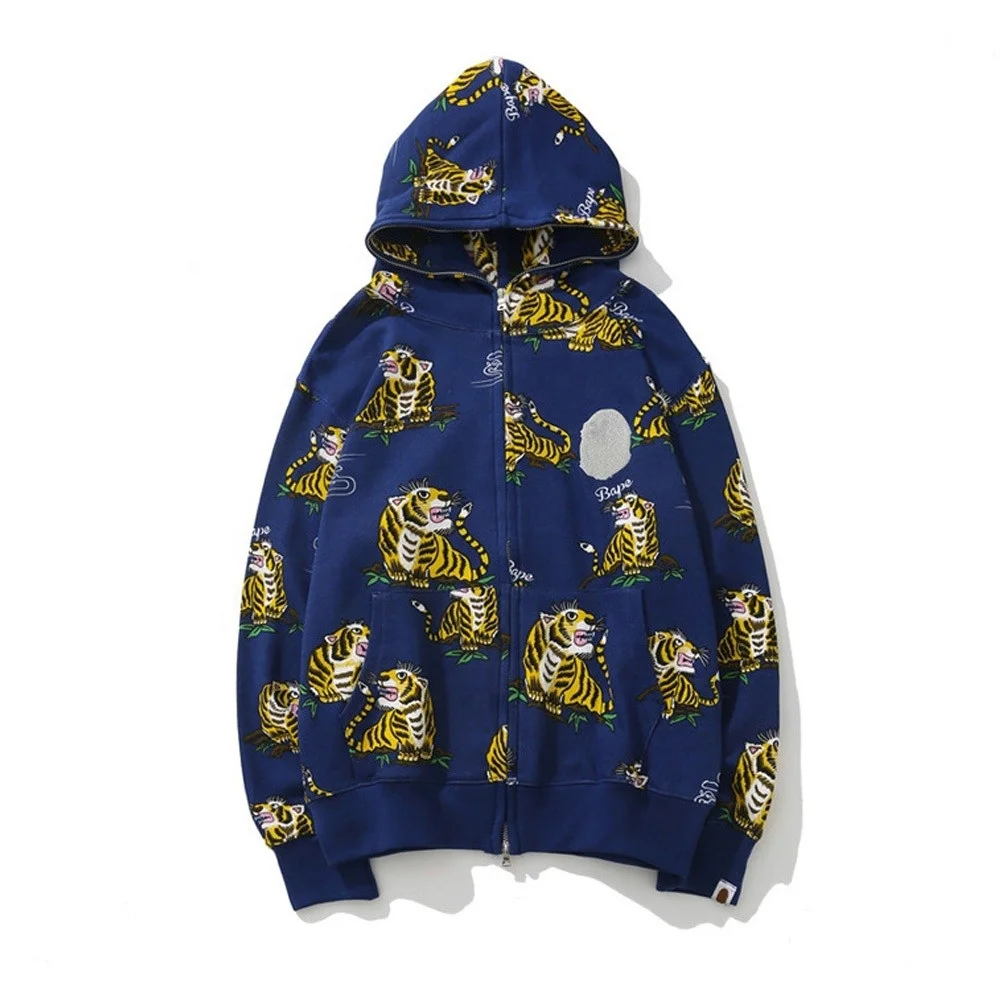 High Quality Split Color Two Tone Plus size Hooded Blank Unisex Streetwear Hoodies Graphic Skeleton Custom Full Zip Up Hoodie
