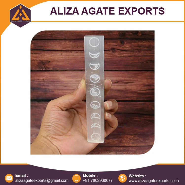 Селенитовая кристаллическая гравированная Лунная фаза зарядная линейка пластина целебная селенитовая от производителя