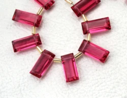 Ruby Lite Quartz Baguette shape gemstone hand polished Gems Top drilled Gemstones ruby lite for jewelry  Size 5x15 MM