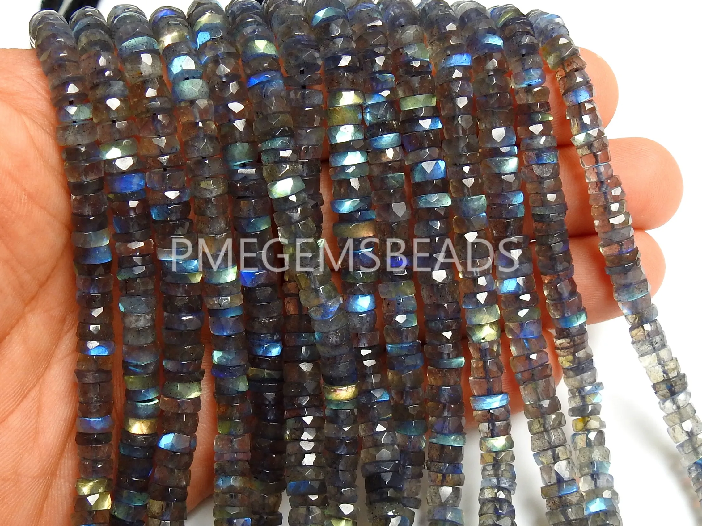 Labradorite Tyre,Coin,Button,Wheel,Bead,Multi Flashy Fire,Faceted,Loose Stone,Necklace,Bracelet 8Inch 6MM Approx 100%Natural